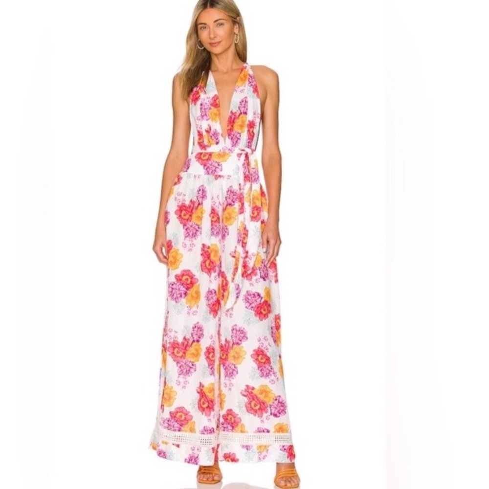 Revolve Agua Bendita Loliena Women's JumpsuitWhite Eden Size XXS $309 Open Back